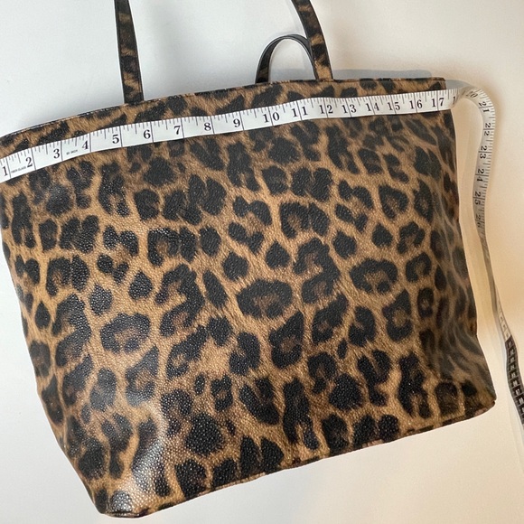 CHICOS Leopard Print Tote Bag Shoulder Purse Pebbled Sparkle Shimmer 17X12 - Picture 6 of 9